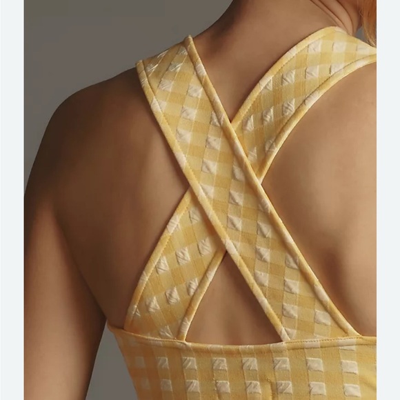 ANTHROPOLOGIE Maeve Yellow Gingham Square-NeckVest - X-Small - Picture 2 of 9